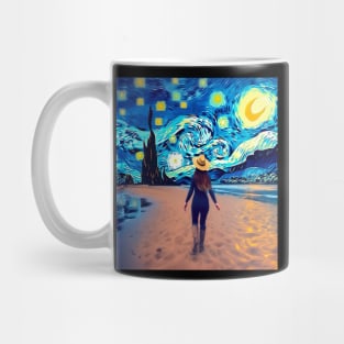 Van Gogh Starry Night Western Cow Girl Painting Mug